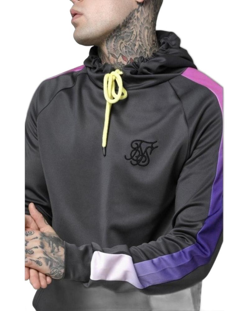 SIKSILK SUDADERA CON CAPUCHA PANEL GRIS Y NEÓN