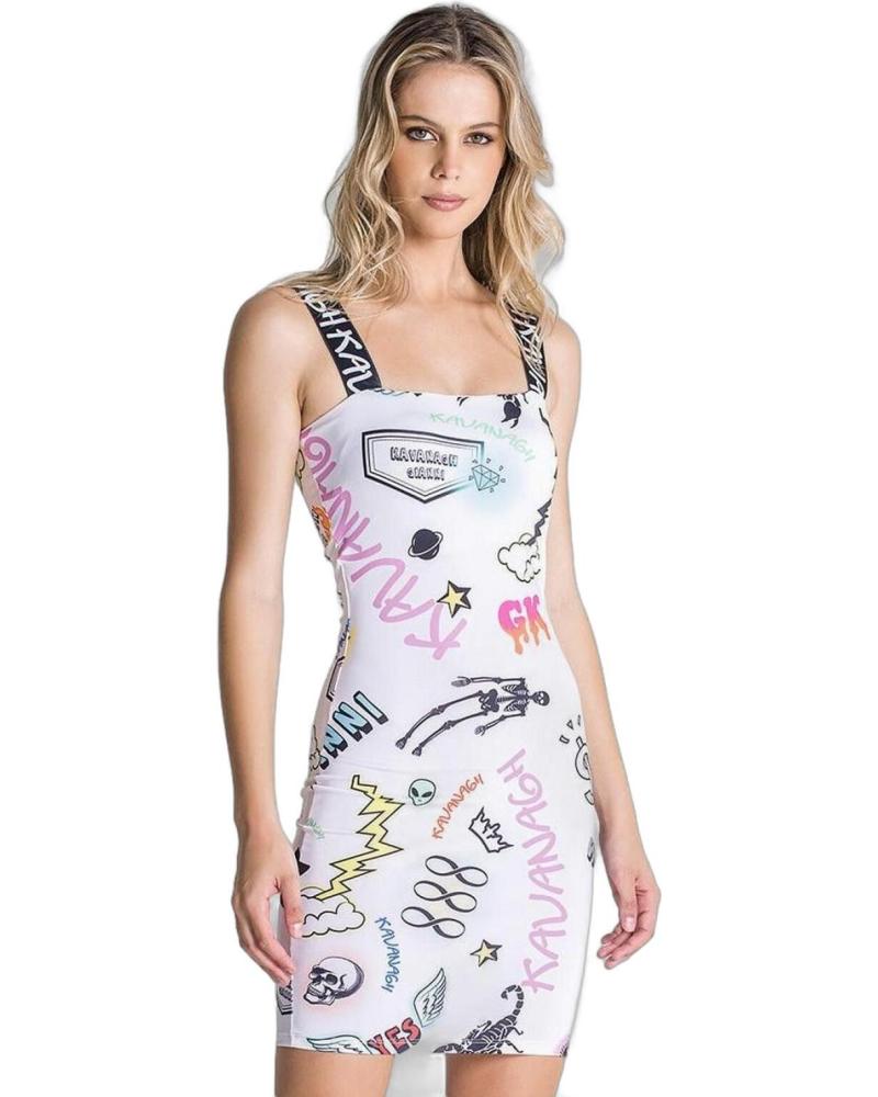 VESTIDO CORTO GIANNI KAVANAGH FUTURA BLANCO ESTAMPADO MULTICOLOR