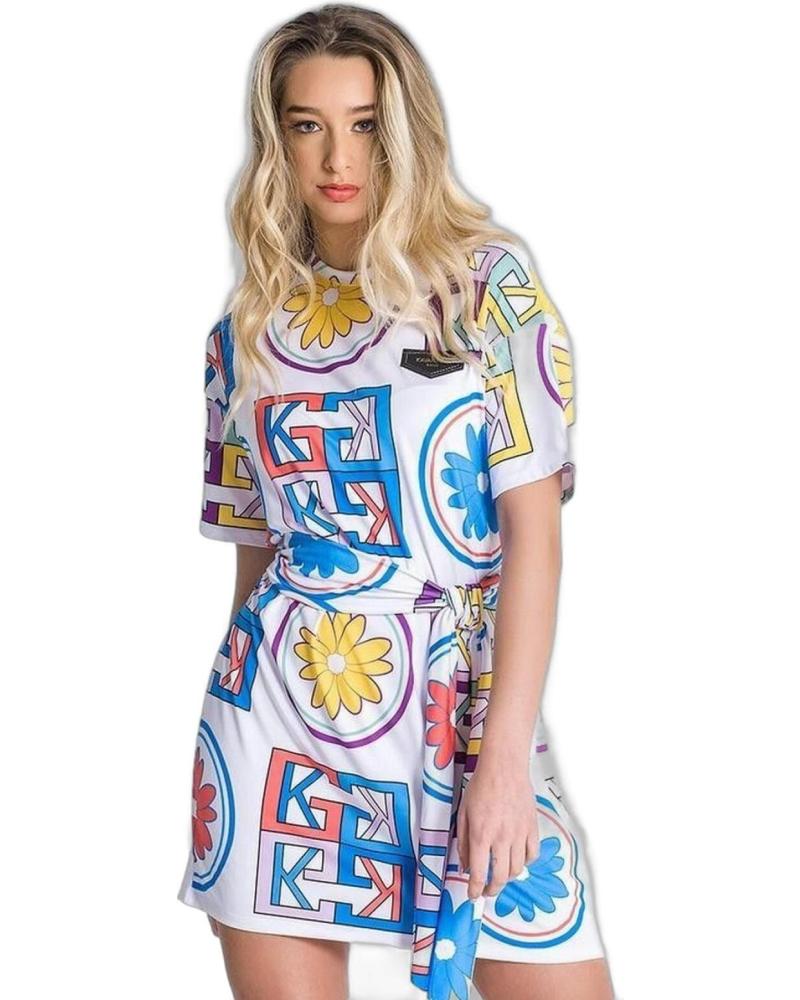 VESTIDO CORTO GIANNI KAVANAGH TILES MULTICOLOR BLANCO