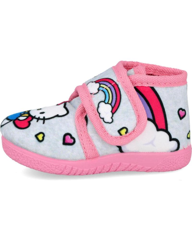 ZAPATILLAS DE CASA ALTAS BUBBLE BOBBLE ALCALDE 12005 NIÑA HELLO KITTY ARCOÍRIS GRIS
