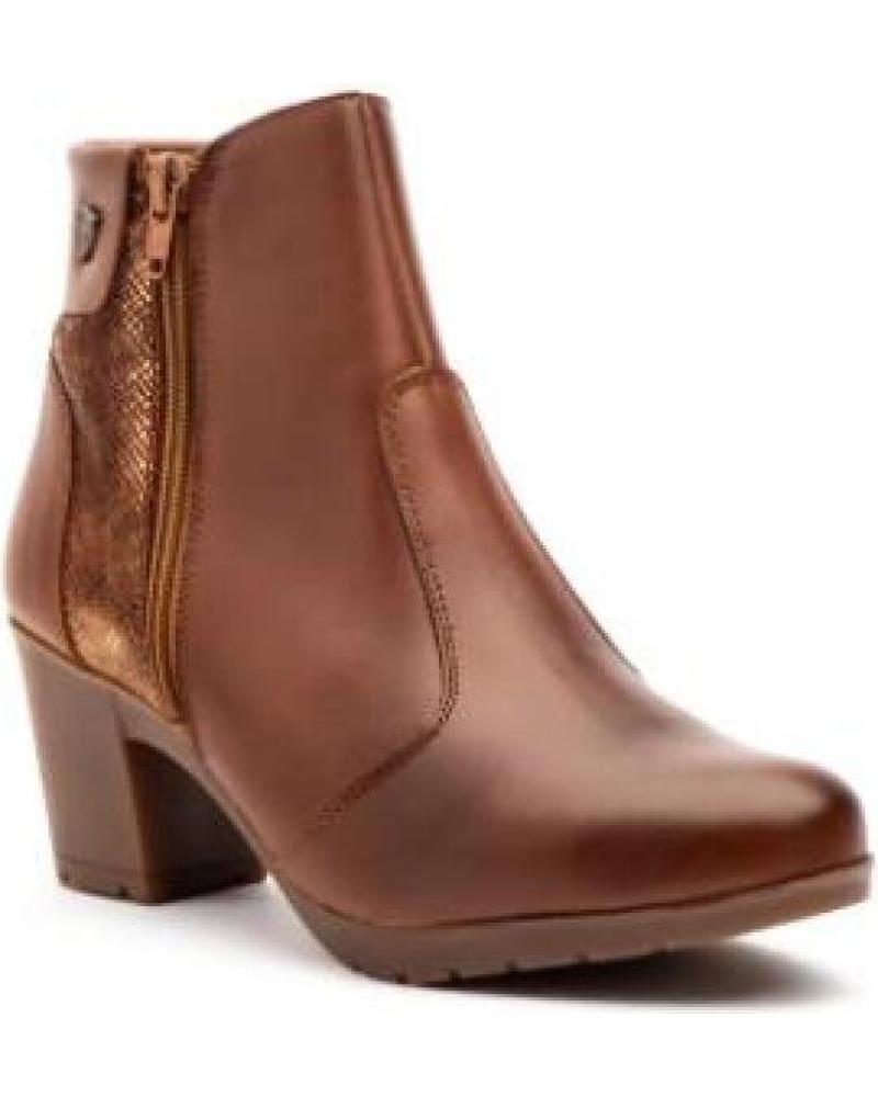 JAM BOTINES DE PIEL CON TACÓN CÓMODO Y CREMALLERA MARRÓN MARRóN