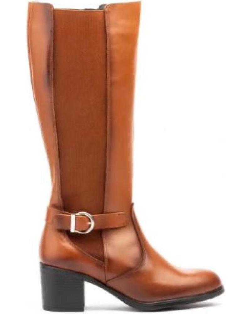 JAM BOTAS ALTAS DE PIEL MARRONES CON TACÓN Y HEBILLA MARRóN