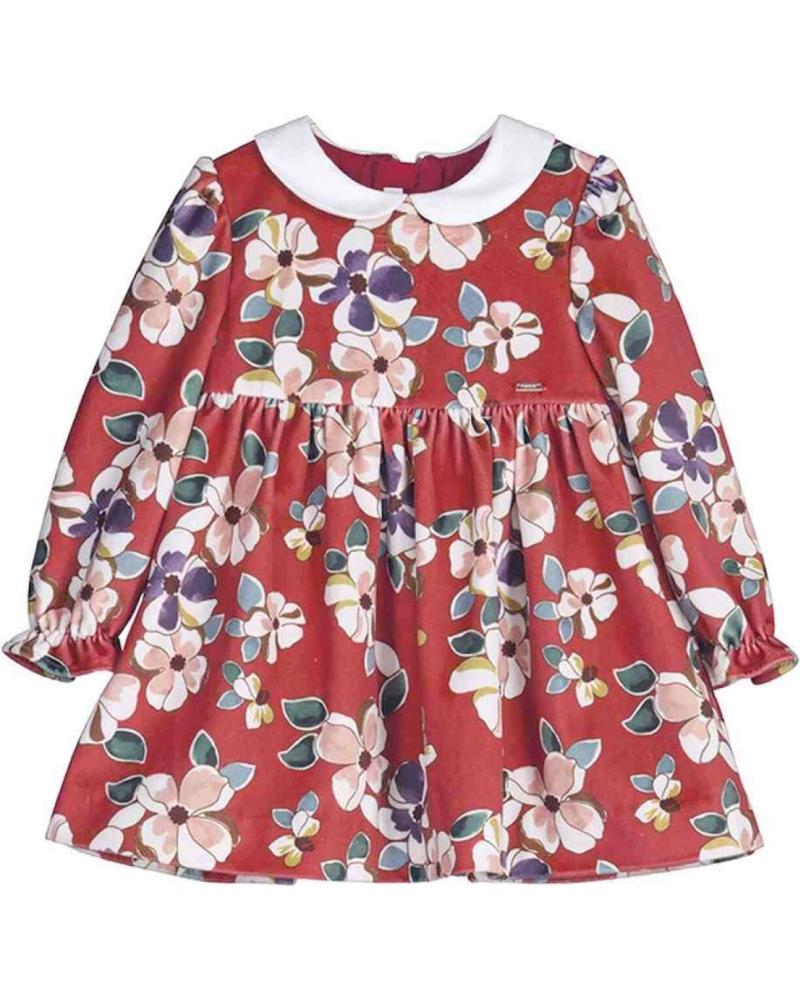 MAYORAL VESTIDO NIÑA ESTAMPADO FLORAL CON CUELLO PETER PAN 2973 ROJO ROJO