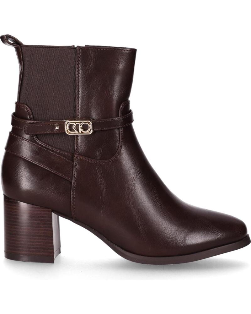 CHIKA10 BOTÍN DE TACÓN CAYETANA 05 MARRÓN CON HEBILLA MARRON-BROWN