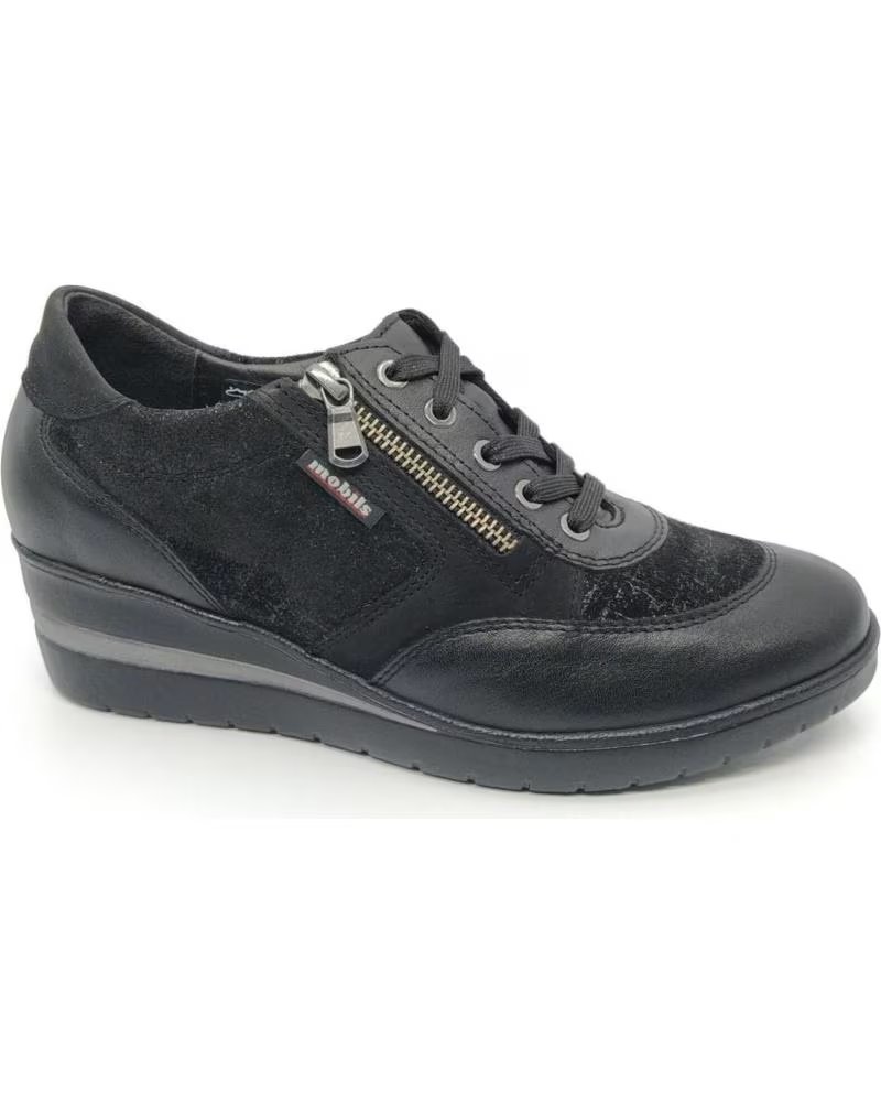 Mephisto Mobils Patrizia Softy Negro - Zapatilla Deportiva de Cuña Negro