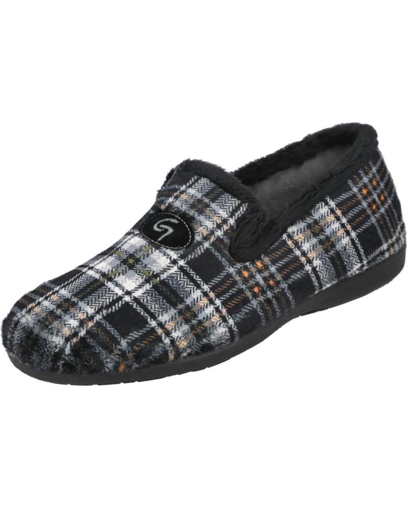 GARZON 6501-374 ZAPATILLAS DE CASA CERRADAS CUADROS NEGRO NEGRO
