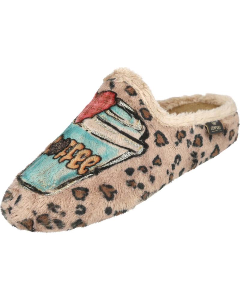 ZAPATILLAS DE CASA CALZAMUR 50314 BEIGE CON DISEÑO COFFEE BEIGE