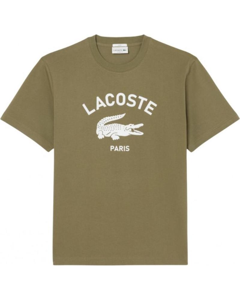 CAMISETA LACOSTE CON LOGO COCODRILO Y PARÍS EN KAKI KAKI