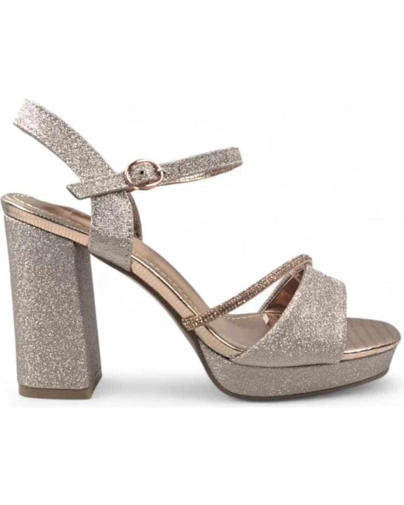 SANDALIA DE TACÓN CON PLATAFORMA TIMBOS 13212 CHAMPAGNE VARIOS COLORES