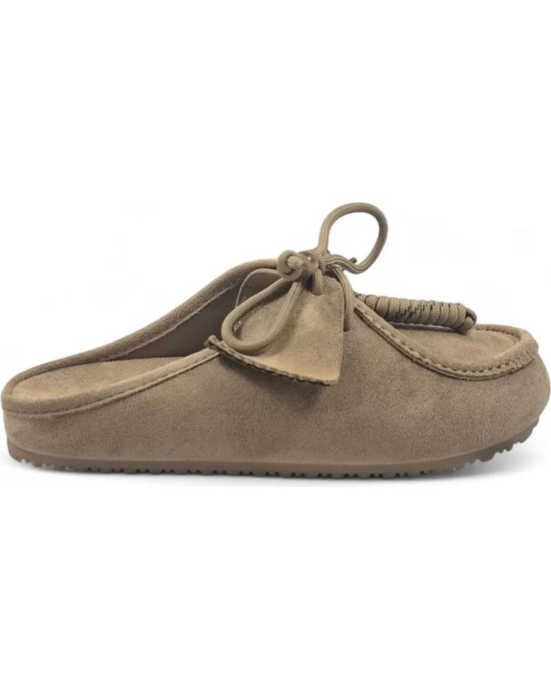 TIMBOS ZUECO PLANO KAKI DE ANTELINA CON LAZO 132113 MARRóN