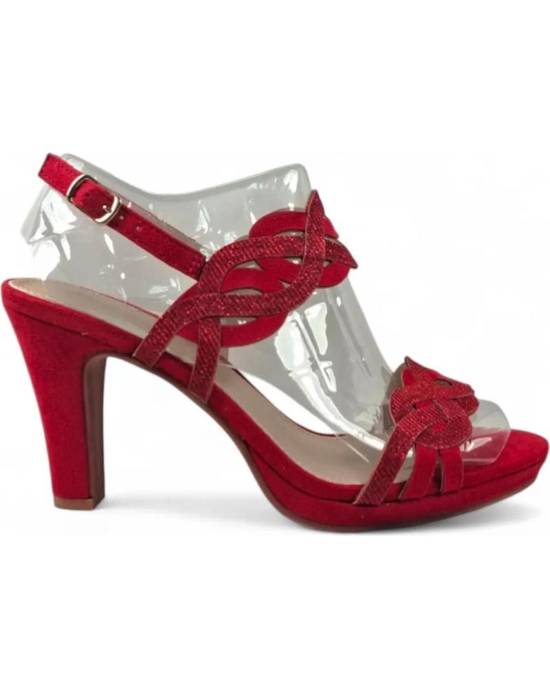TIMBOS SANDALIA DE TACÓN Y PLATAFORMA FIESTA ROJA MODELO 131820 ROJO