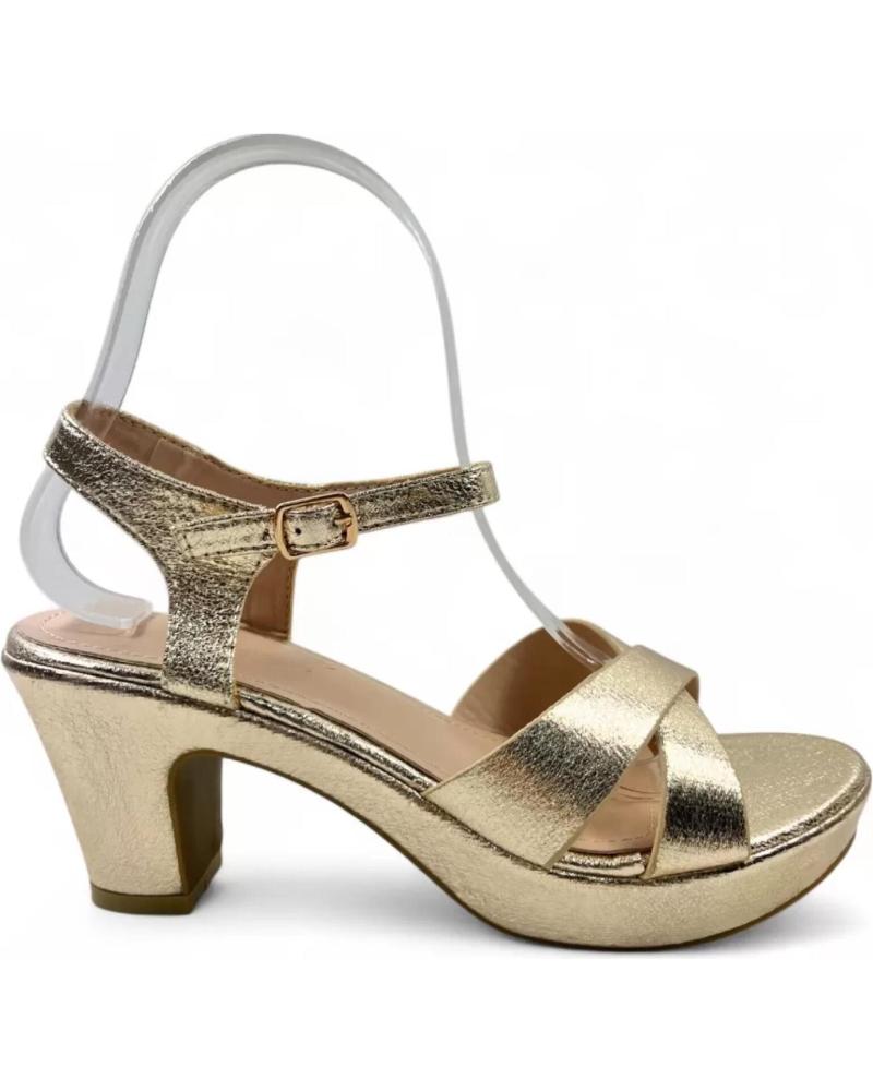 SANDALIA DE TACÓN TIMBOS 131717 COLOR ORO METÁLICO AMARILLO