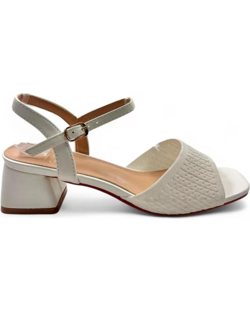 SANDALIA DE TACÓN BAJO TIMBOS MODELO 131461 BLANCO BLANCO