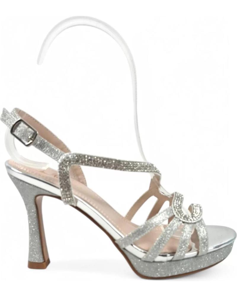 TIMBOS SANDALIA DE TACÓN FIESTA PLATEADA MODELO 131083 PLATEADO
