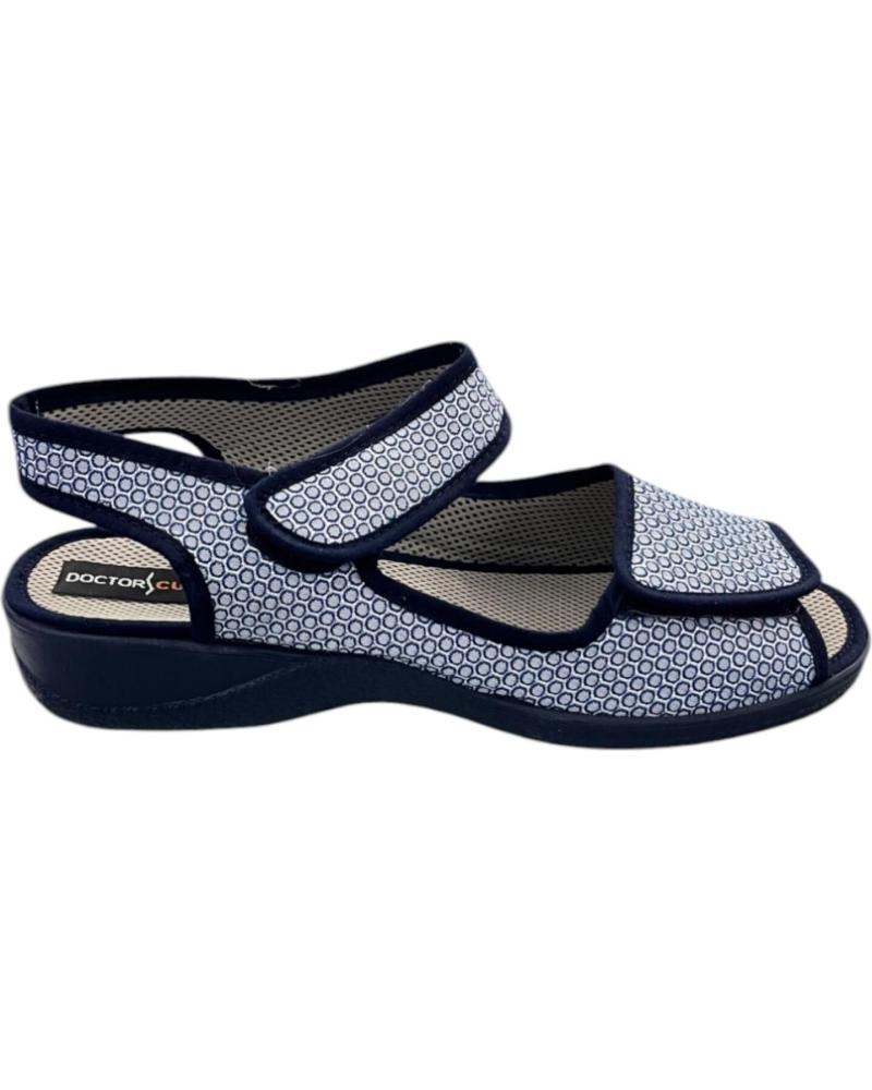 SANDALIAS D`CUTILLAS DOCTOR CUTILLAS 21783 PRINT MARINO DE TELA CON VELCRO Y ANCHO ESPECIAL MARINO