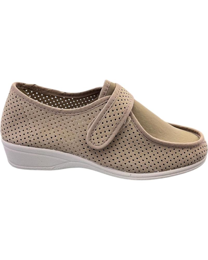ZAPATILLAS 736 LINO CALADAS CON CIERRE DE VELCRO BEIG