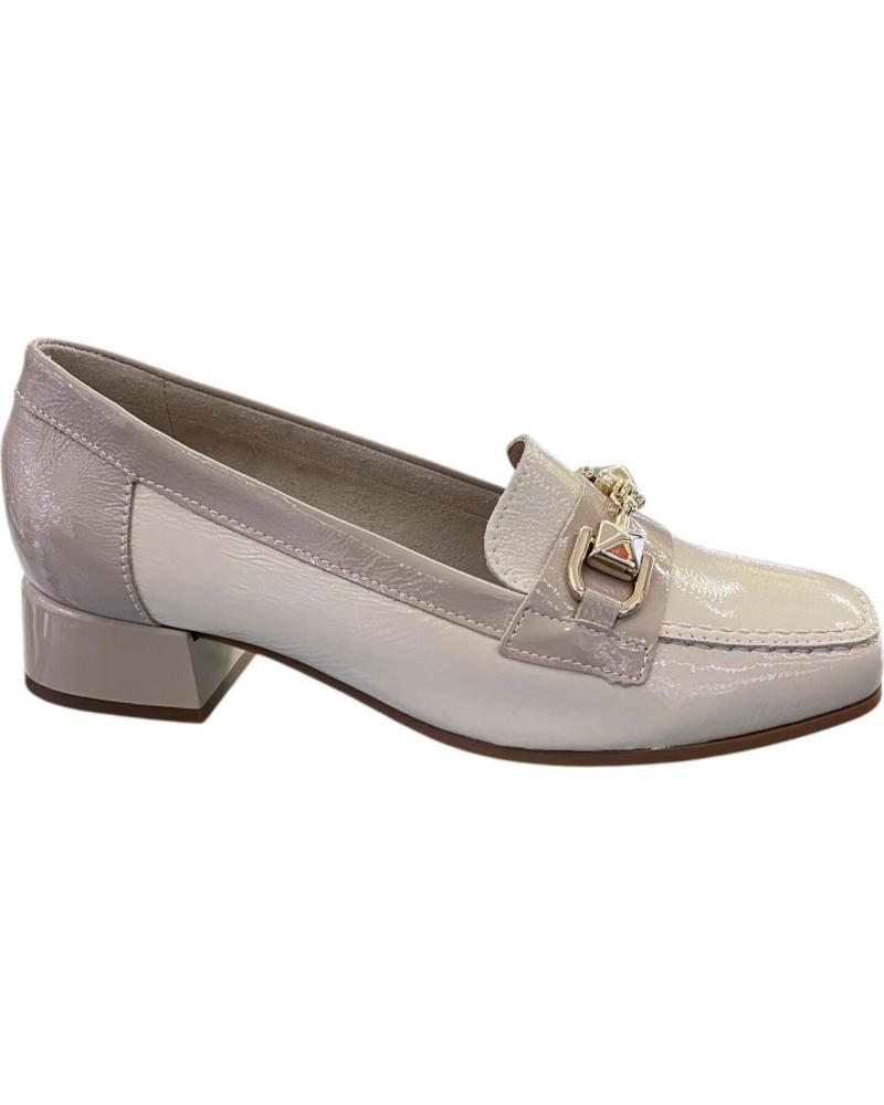 PITILLOS MOCASINES 10481 CREMA-PIEDRA CON TACÓN BAJO Y DETALLE DECORATIVO - VARIOS COLORES VARIOS COLORES