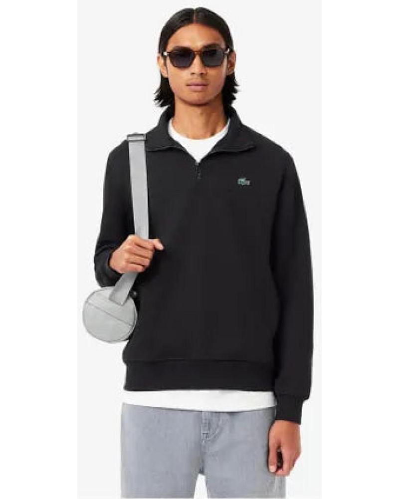 SUDADERA LACOSTE CUELLO POLO SH5130 SIN CAPUCHA PARA HOMBRE NEGRO