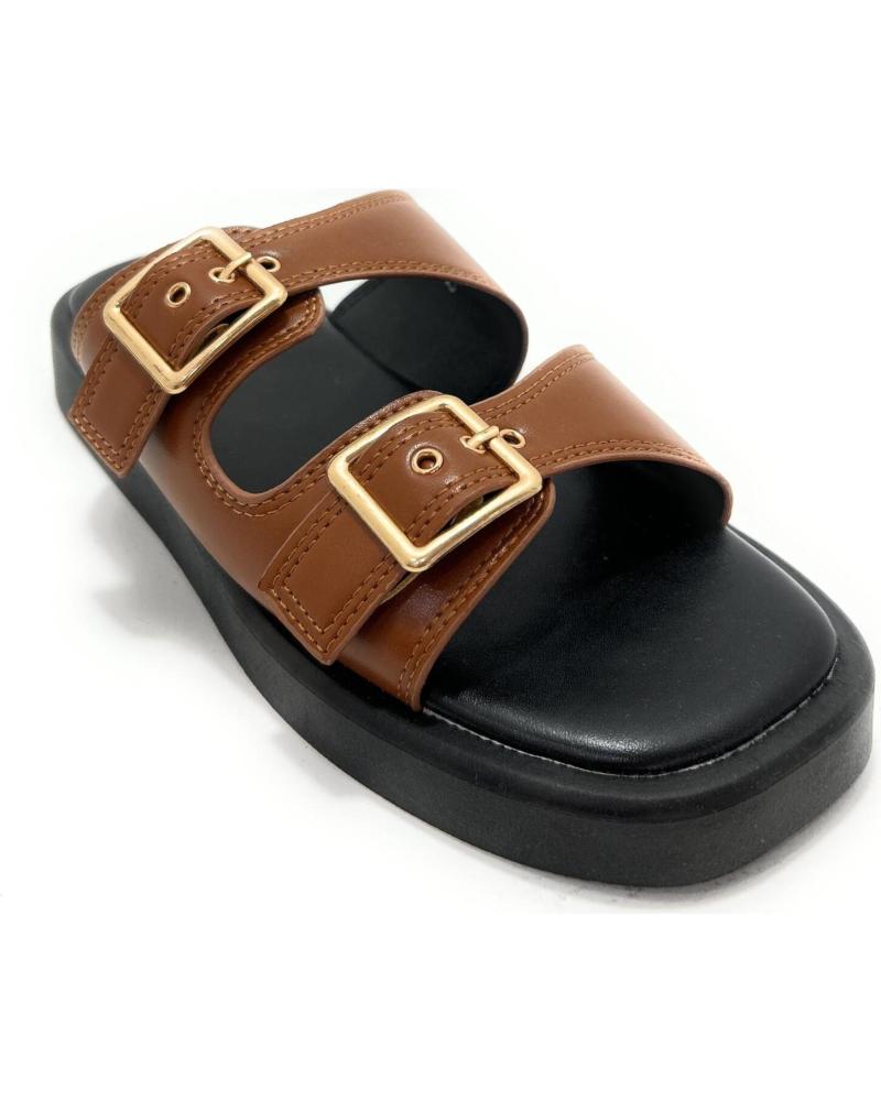 SANDALIAS CHIC VISION DE PALA CON DOBLE HEBILLA MARRÓN MARRóN