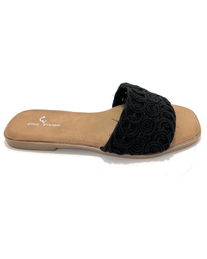 CHIC VISION SANDALIA DE PALA PLANA TEXTIL NEGRO NEGRO