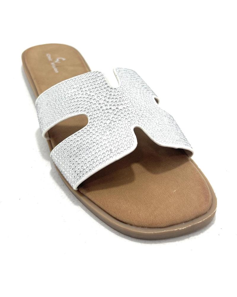 SANDALIAS PLANAS CHIC VISION BLANCAS CON ACABADO BRILLANTE Y CONFORT BLANCO