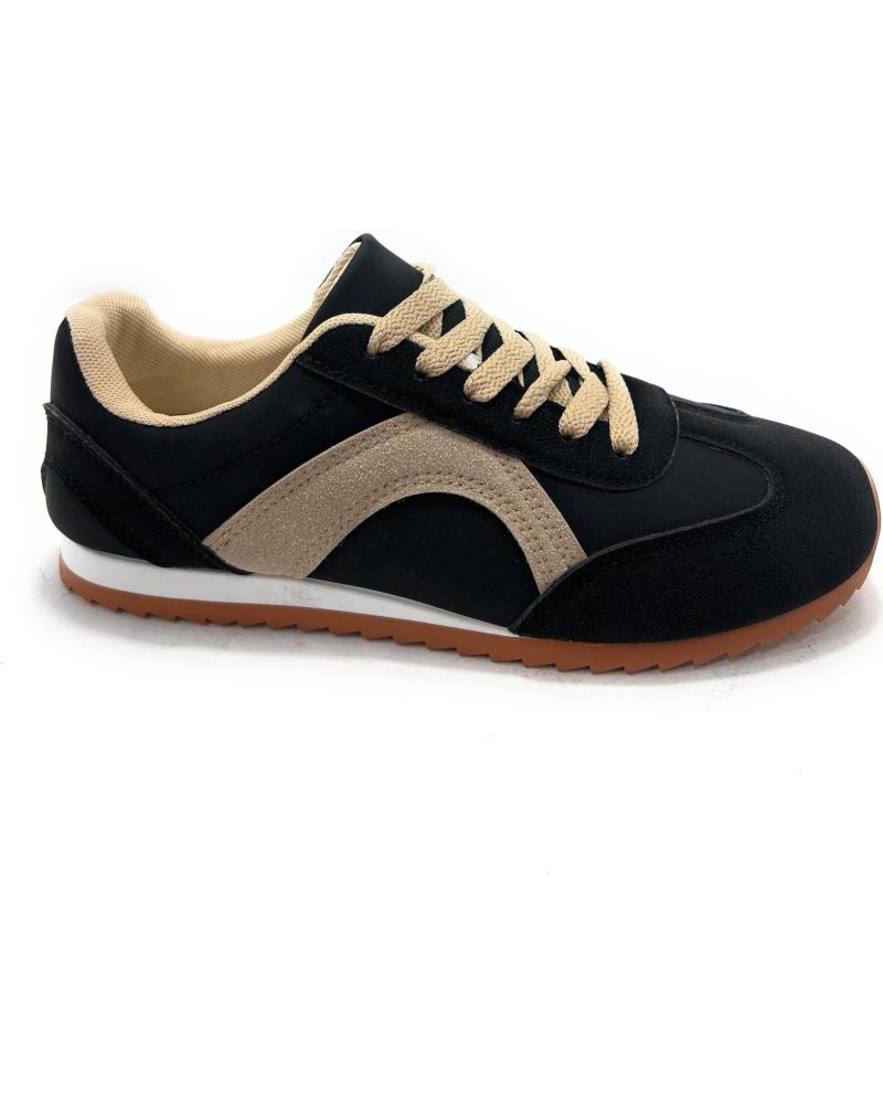 CHIC VISION ZAPATILLAS CASUAL NEGRAS CON CORDONES NEGRO