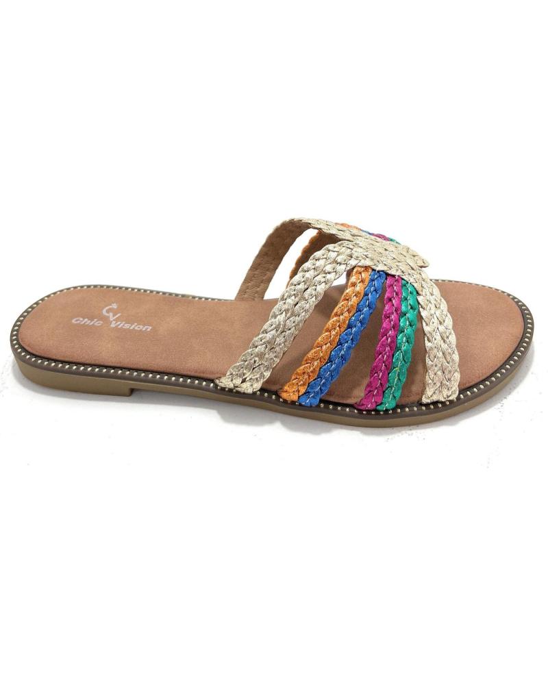 CHIC VISION SANDALIAS PLANAS CON TIRAS TRENZADAS MULTICOLOR VARIOS COLORES