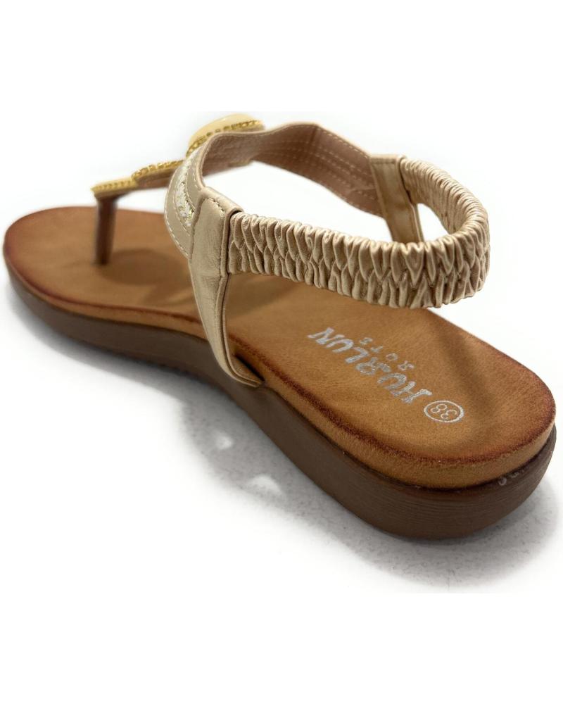 SANDALIAS DE DEDO HUALUN CONFORT CON PIEDRAS Y ELÁSTICO EN TONO NATURAL AMARILLO