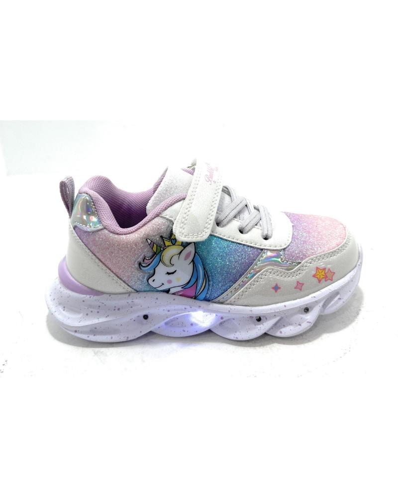 BUBBLE BOBBLE ZAPATILLAS CON LUCES, ELÁSTICO Y VELCRO - MULTICOLOR PASTEL BLANCO