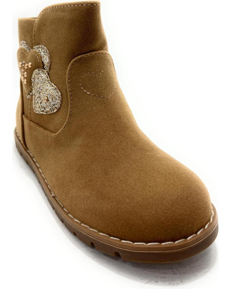 BOTÍN BUBBLE BOBBLE DE ANTELINA CON CREMALLERA Y CORAZONES CAMEL MORADO