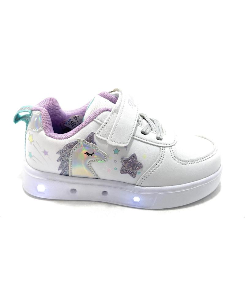 ZAPATILLAS BUBBLE BOBBLE BLANCAS CON LUCES LED, UNICORNIO Y CIERRE ADHERENTE BLANCO
