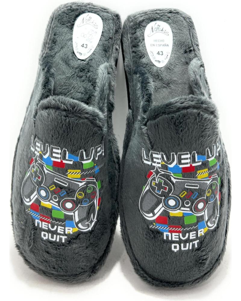 ALCALDE ZAPATILLAS DE CASA PLAY LEVEL GRIS PARA HOMBRE CON DISEÑO GAMER GRIS