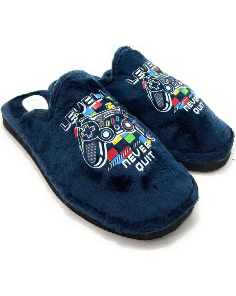 ALCALDE ZAPATILLAS DE CASA PLAY LEVEL AZULES PARA HOMBRE CON DISEÑO GAMER AZUL