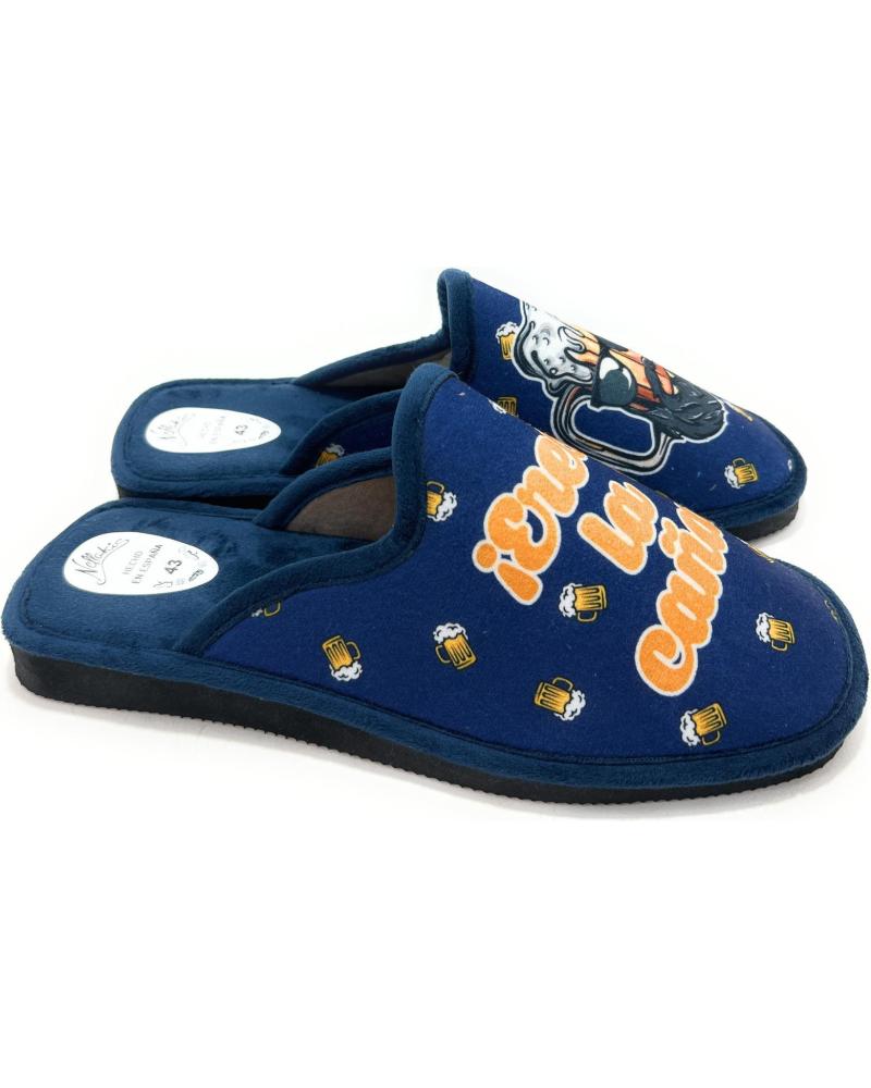 ZAPATILLAS DE CASA ALCALDE CANAPISO AZULES CON DISEÑO 'BEER IS COMING!' AZUL