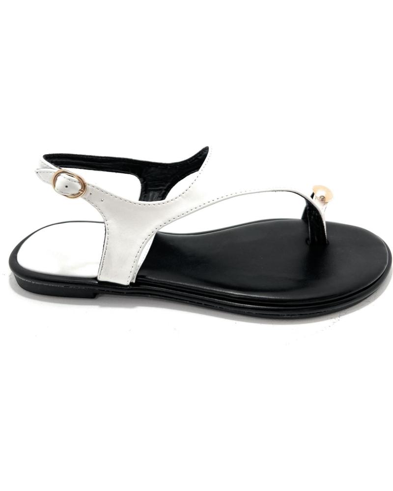 BUONAROTTI SANDALIA PLANA ESCLAVA BLANCA CON SUJECIÓN DE DEDO BLANCO