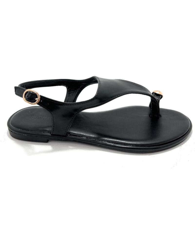 SANDALIAS PLANAS BUONAROTTI ESCLAVA CON DEDO, COLOR NEGRO NEGRO