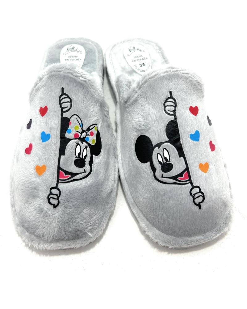 ALCALDE ZAPATILLAS DE CASA MINNIE & MICKEY CORAZONES GRIS GRIS