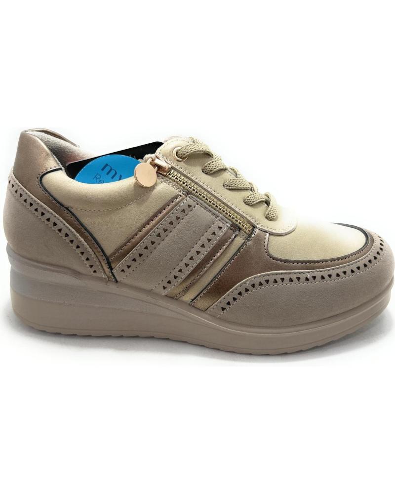 DEPORTIVAS CASUAL MYSOFT CON CORDONES Y CUÑA BEIGE BEIGE