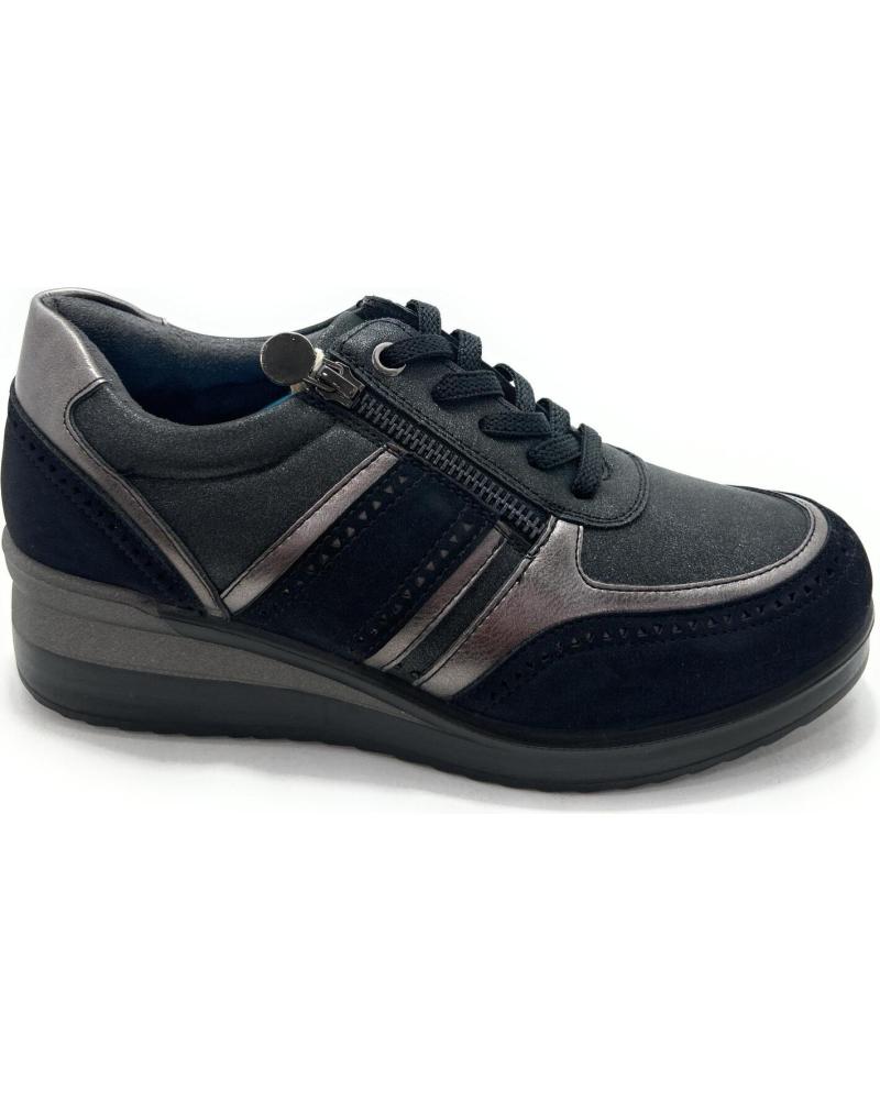 MYSOFT ZAPATILLAS CASUAL NEGRAS CON CORDONES Y SUELA DE CUÑA NEGRO