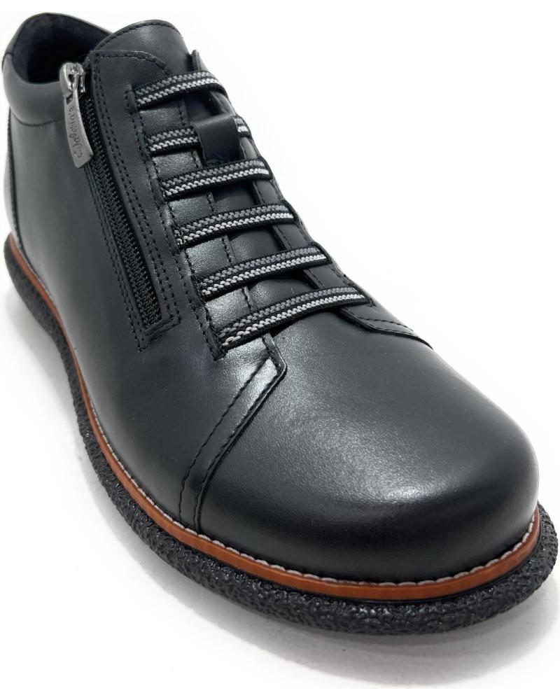 BOTÍN VALERIAS DE PIEL CON CREMALLERA ELÁSTICA - NEGRO NEGRO