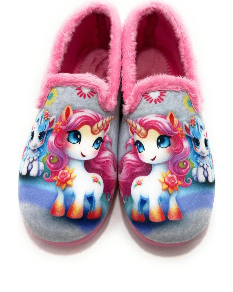 ALCALDE ZAPATILLAS CERRADAS CON DISEÑO UNICORNIO GRIS Y DETALLES ROSA GRIS