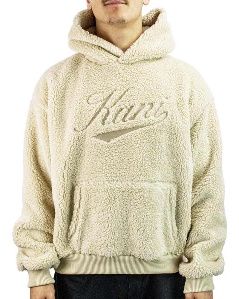 KARL KANI SUDADERA CON CAPUCHA OVERSIZE CURSIVE VARSITY TEDDY BEIGE NAN