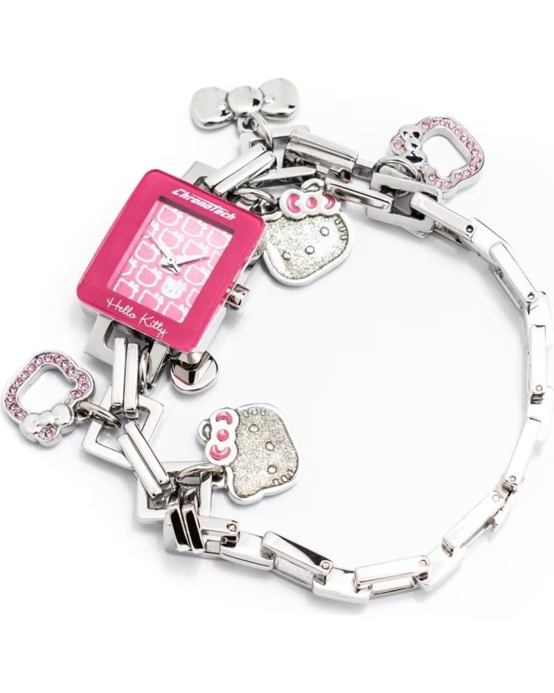Reloj Chronotech CT6323L-13M Brazalete con Dijes Fucsia Plateado