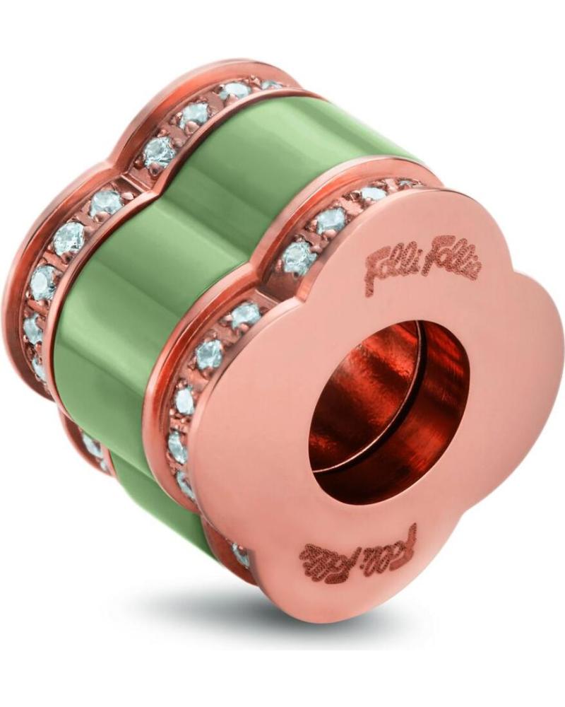 ABALORIO FOLLI FOLLIE VERDE Y ORO ROSA CON CIRCONITAS 3P16T003REC