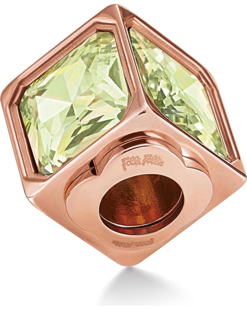 ABALORIO FOLLI FOLLIE 3P16T008RCE CUBO CON CRISTAL VERDE BAÑADO EN ORO ROSA