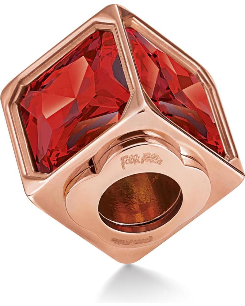 ABALORIO FOLLI FOLLIE CUBO CON CRISTAL ROJO BAÑADO EN ORO ROSA 3P16T008RR