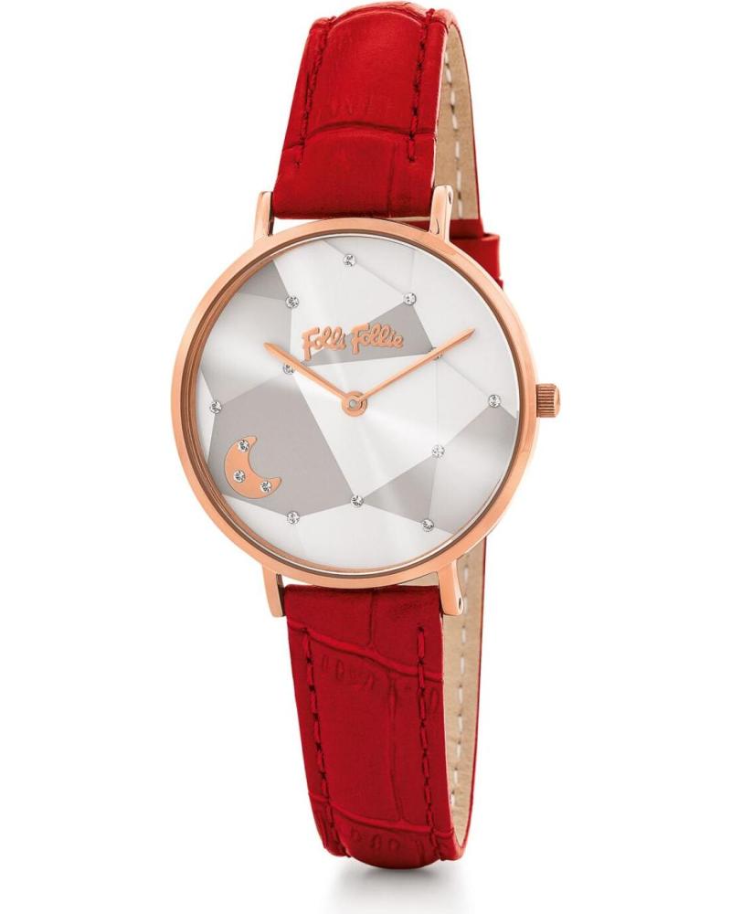 RELOJ FOLLI FOLLIE WF19R016SSW-RE CON CORREA ROJA Y ESFERA GEOMÉTRICA ROJO