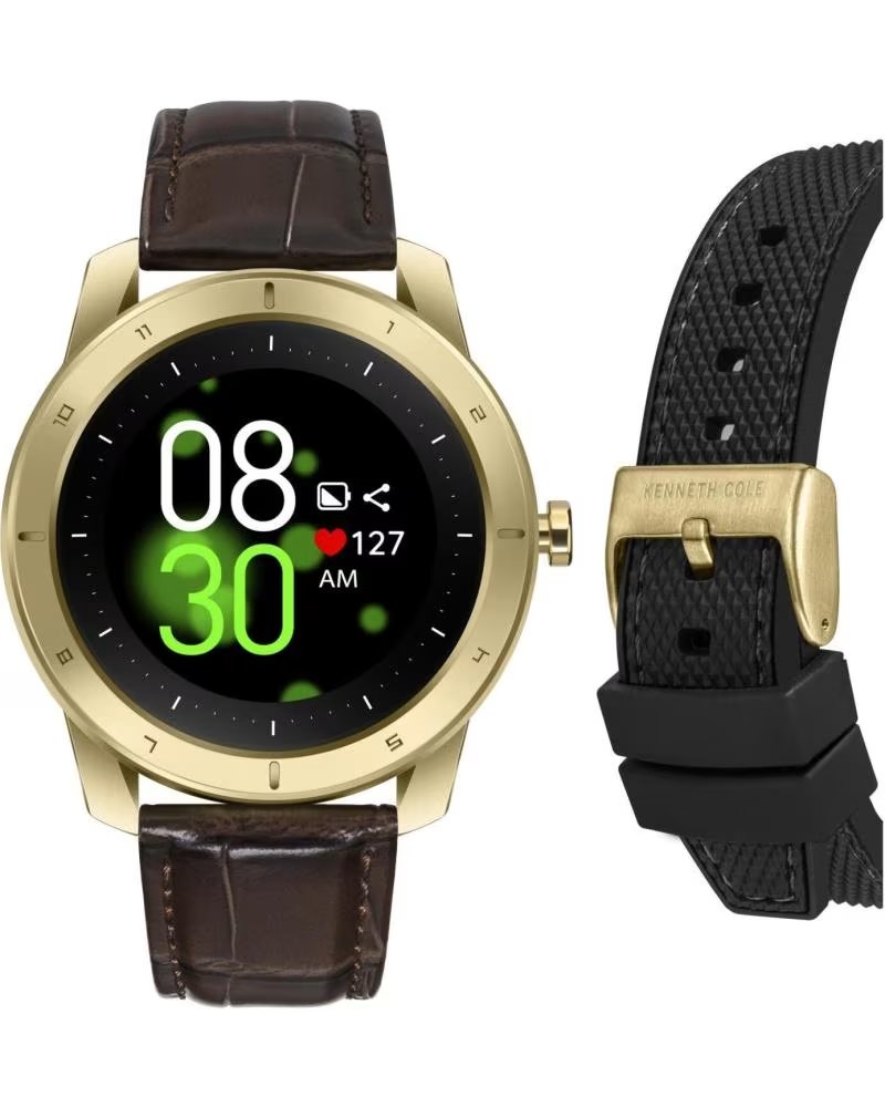 Reloj Kenneth Cole KCWGD2174062 Dorado Correa Negra Hombre Negro