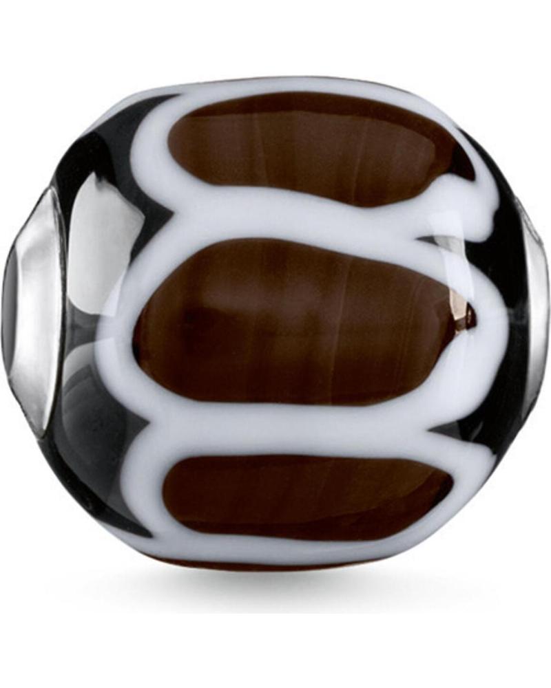 ABALORIO CHARM THOMAS SABO K0250-017-2 DE CRISTAL DE MURANO MARRÓN, NEGRO Y BLANCO
