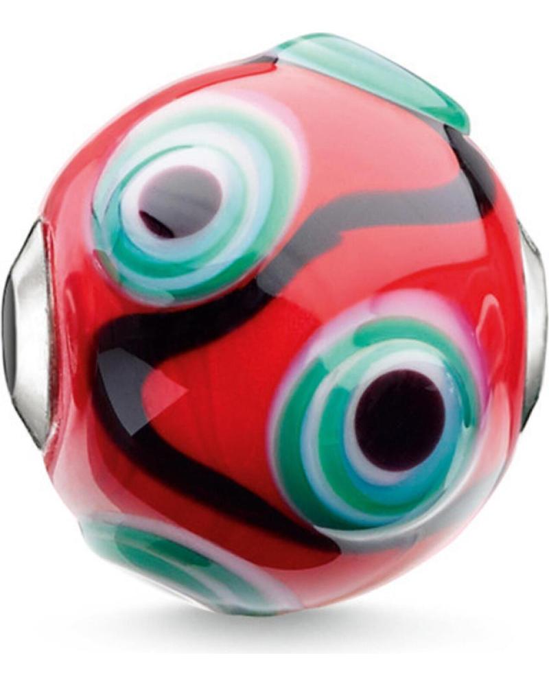 ABALORIO THOMAS SABO K0283-017-10 CON DISEÑO ABSTRACTO ROJO, TURQUESA Y NEGRO